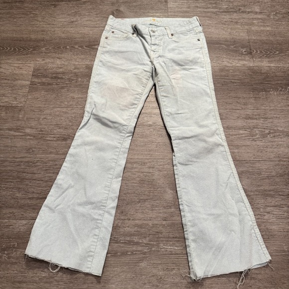 7 For All Mankind Pants Womens 27 Blue Corduroy Bootcut Low Rise 27x27‎ Vintage - Picture 1 of 12